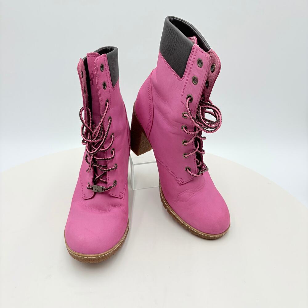 Timberland women's 3.5" pink heel boots